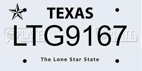 LTG9167 Texas License Plate