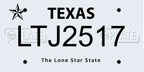 LTJ2517 Texas License Plate