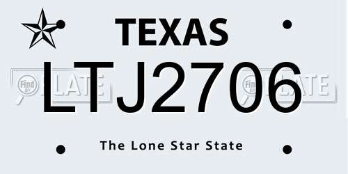 LTJ2706 Texas License Plate