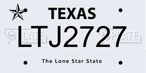 LTJ2727 Texas License Plate