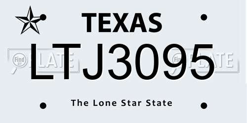 LTJ3095 Texas License Plate