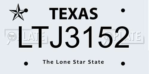 LTJ3152 Texas License Plate