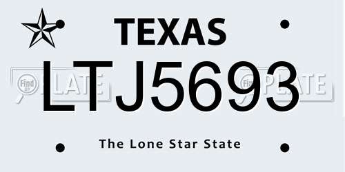 LTJ5693 Texas License Plate