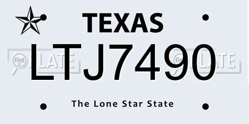 LTJ7490 Texas License Plate