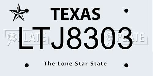 LTJ8303 Texas License Plate