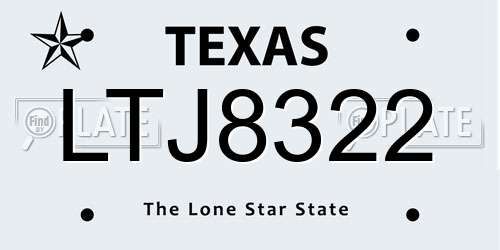 LTJ8322 Texas License Plate