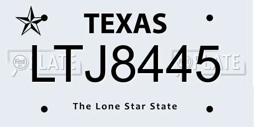 LTJ8445 Texas License Plate