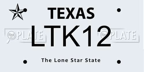 LTK12 Texas License Plate