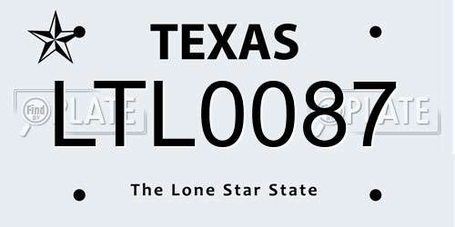 LTL0087 Texas License Plate