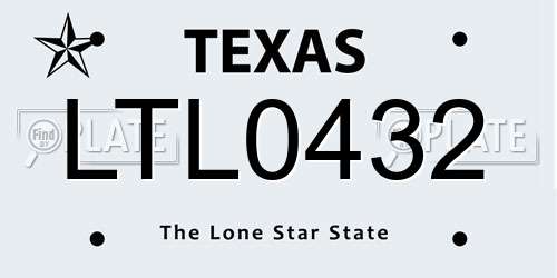 LTL0432 Texas License Plate
