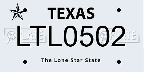 LTL0502 Texas License Plate