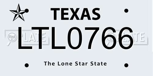 LTL0766 Texas License Plate