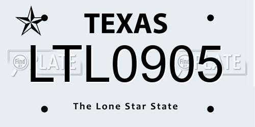 LTL0905 Texas License Plate