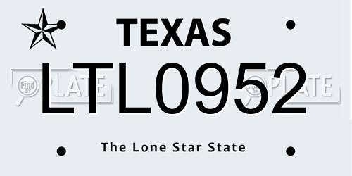LTL0952 Texas License Plate