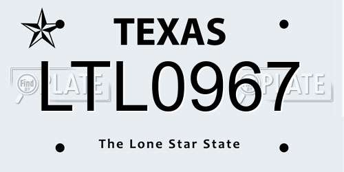 LTL0967 Texas License Plate