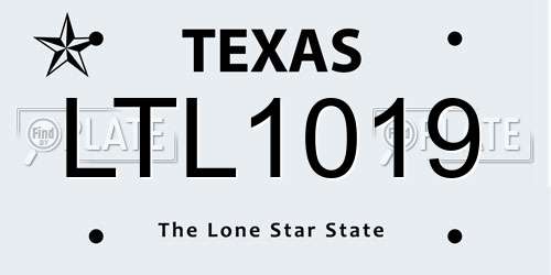 LTL1019 Texas License Plate