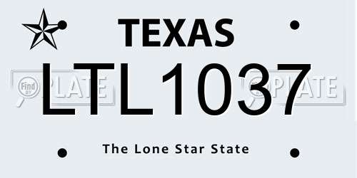 LTL1037 Texas License Plate