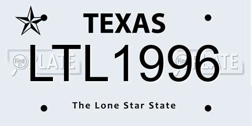 LTL1996 Texas License Plate