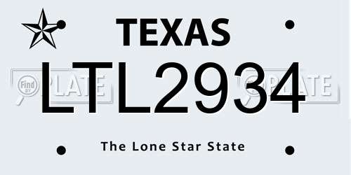 LTL2934 Texas License Plate