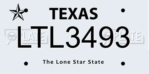 LTL3493 Texas License Plate