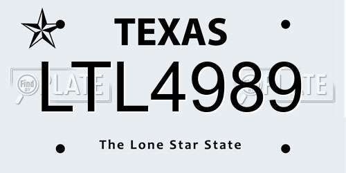 LTL4989 Texas License Plate