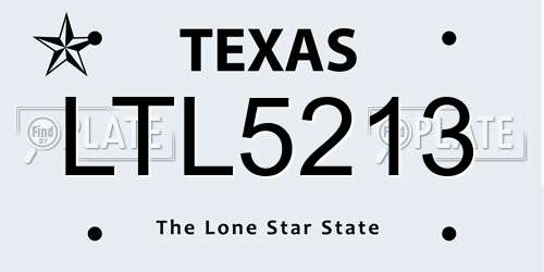 LTL5213 Texas License Plate