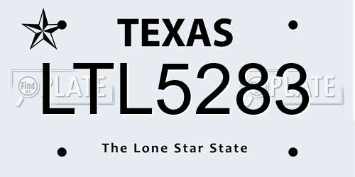 LTL5283 Texas License Plate