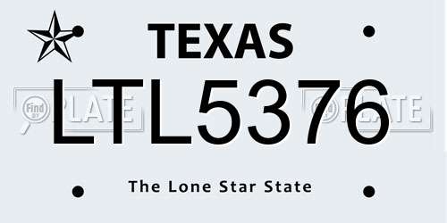 LTL5376 Texas License Plate