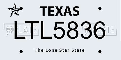 LTL5836 Texas License Plate