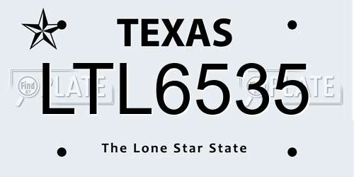 LTL6535 Texas License Plate