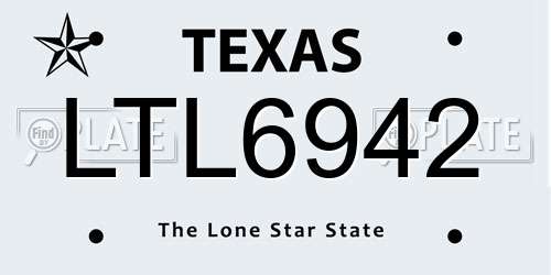 LTL6942 Texas License Plate