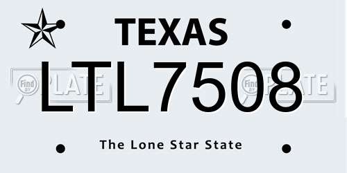 LTL7508 Texas License Plate