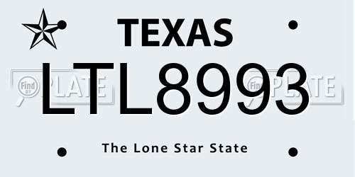LTL8993 Texas License Plate