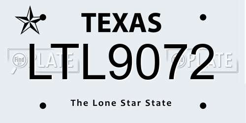 LTL9072 Texas License Plate
