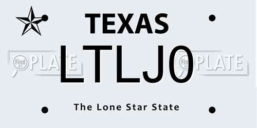 LTLJ0 Texas License Plate