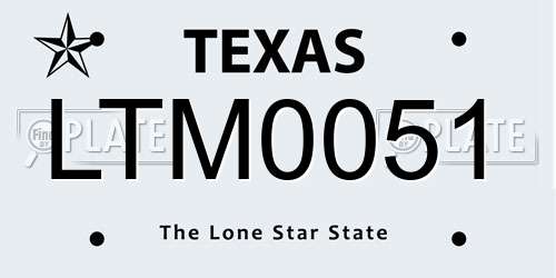 LTM0051 Texas License Plate