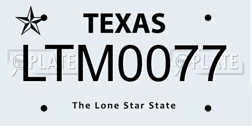LTM0077 Texas License Plate