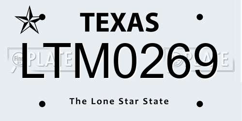 LTM0269 Texas License Plate