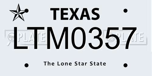 LTM0357 Texas License Plate