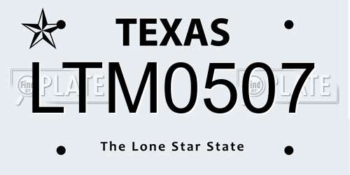 LTM0507 Texas License Plate