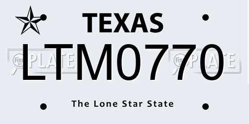 LTM0770 Texas License Plate