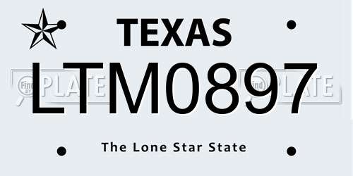 LTM0897 Texas License Plate