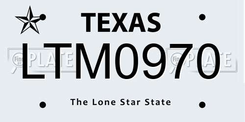 LTM0970 Texas License Plate