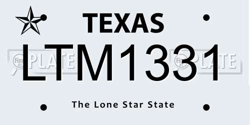 LTM1331 Texas License Plate