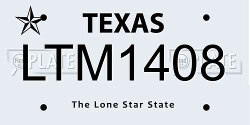 LTM1408 Texas License Plate
