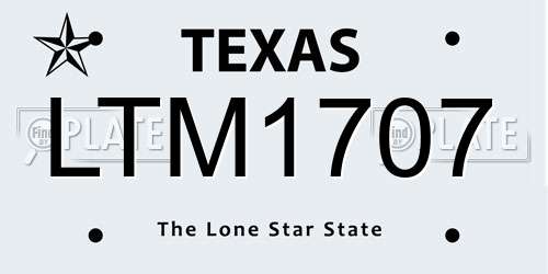 LTM1707 Texas License Plate