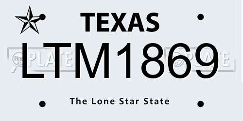 LTM1869 Texas License Plate