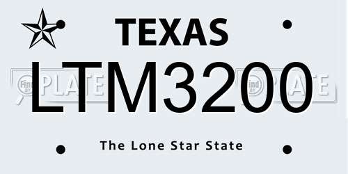 LTM3200 Texas License Plate