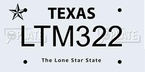 LTM322 Texas License Plate