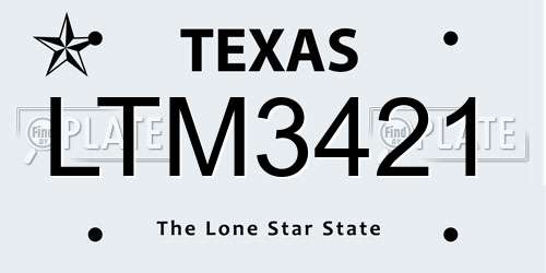 LTM3421 Texas License Plate